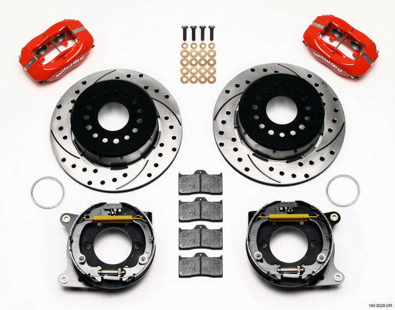 Wilwood Forged Dynalite P/S P-B Kit Drilled-Red 2005-2014 Mustang 140-9228-DR