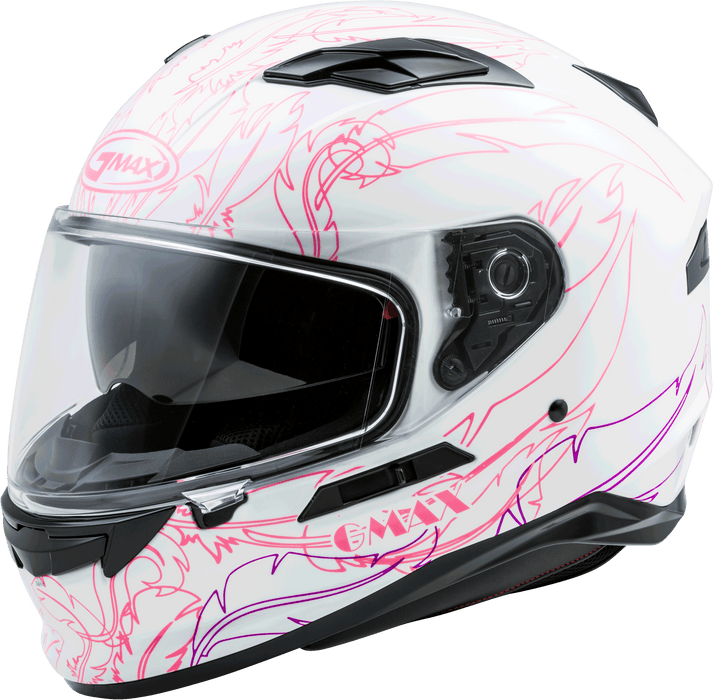 FF-98 Full-FACE Willow Helmet, Full-Face Motorcycle Helmet, DOT- and ECE- Approved for Street Riding and More (White/Pink, Small)