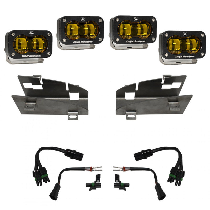 Baja Designs 19-22 Fits Dodge Ram 1500 Rebel / 21-22 1500 TRX S2 SAE Dual Fog Pocket Light Kit Amber 448169