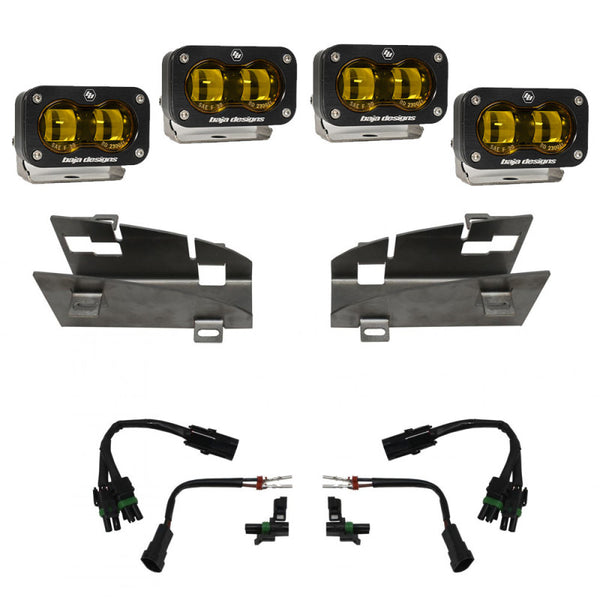 Baja Designs 19-22 Fits Dodge Ram 1500 Rebel / 21-22 1500 TRX S2 SAE Dual Fog Pocket Light Kit Amber 448169