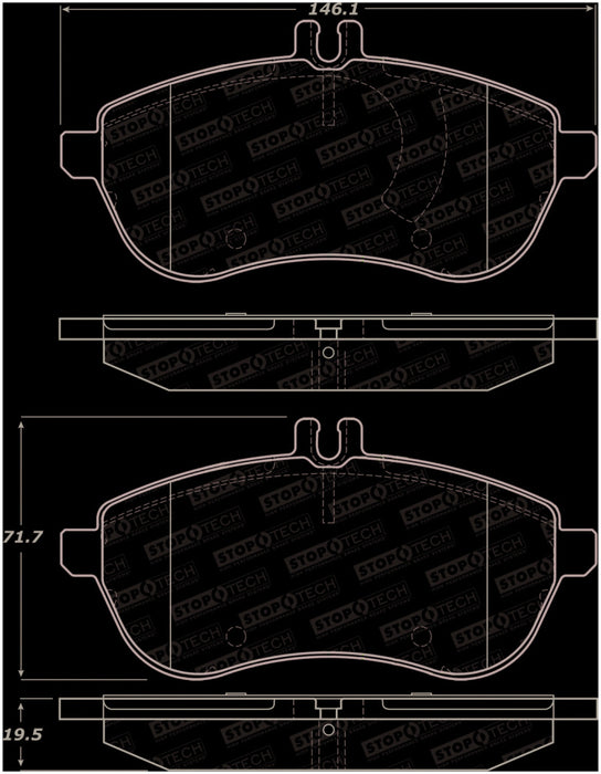 StopTech 12-15 Mercedes Benz SLK250 Street Performance Front Brake Pads 308.134