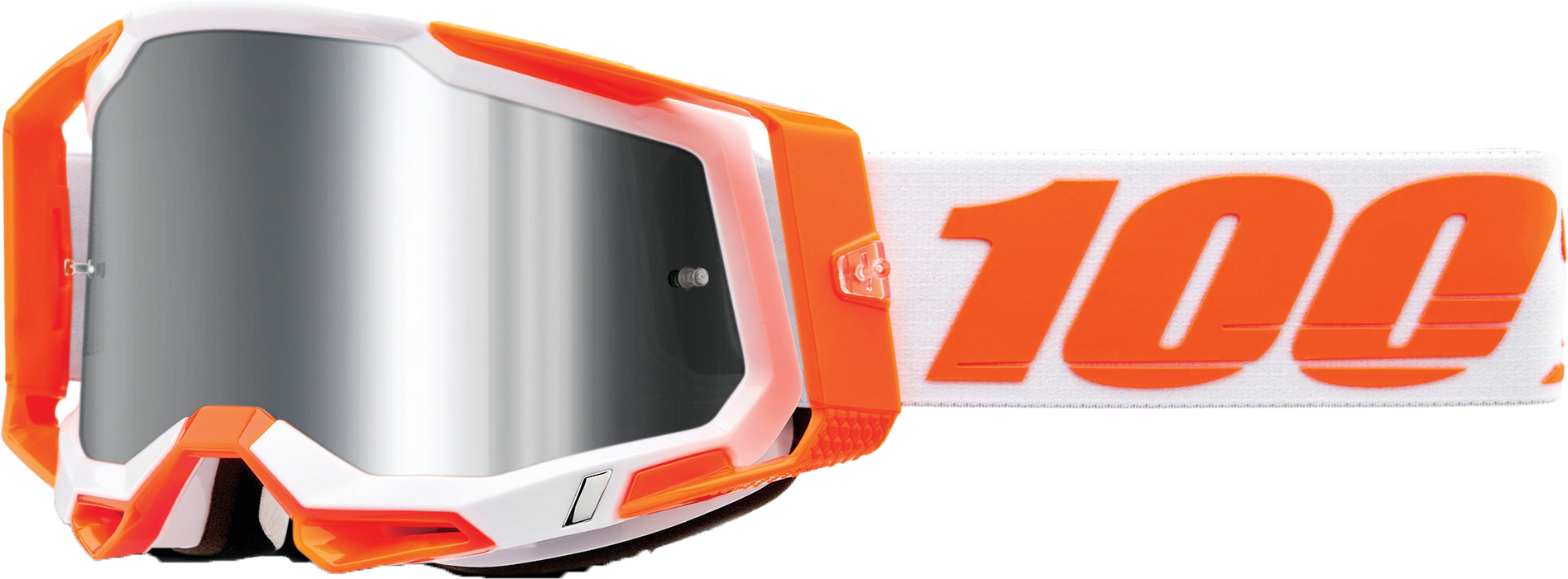 100% Racecraft 2 Mountain Bike & Motocross Goggles - MX and MTB Racing Protective Eyewear (Orange - Mirror Silver Flash)