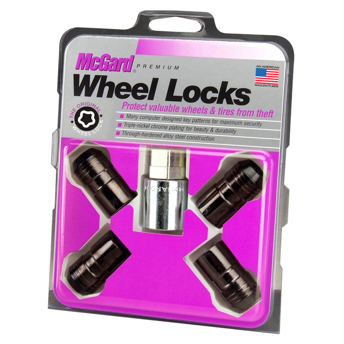 McGard Wheel Lock Nut Set 4pk. (Cone Seat) M14X1.5 / 21mm & 22mm Dual Hex / 1.639in. L Black 24216