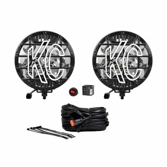 KC HiLiTES SlimLite 6in. LED Light 50w Spot Beam (Pair Pack System) Black 100