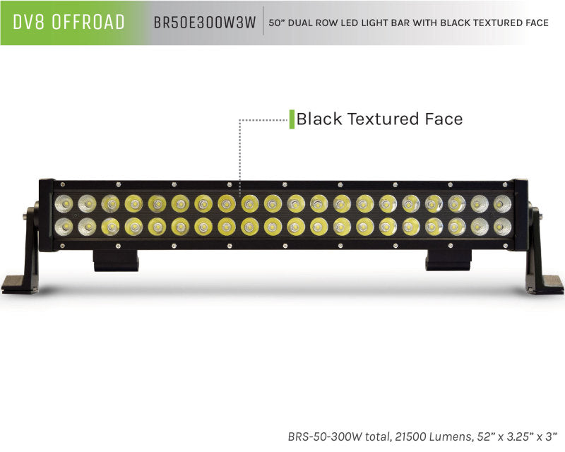 DV8 Offroad BRS Pro Series 50in Light Bar 300W Flood/Spot 3W LED Black BR50E300W3W