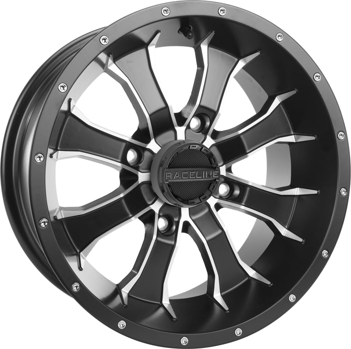 Raceline Wheels A77 MAMBA UTV/ATV Wheel Black Machined Finish 12x7" 4x156", 5 mm offset/(4.2"B/S)