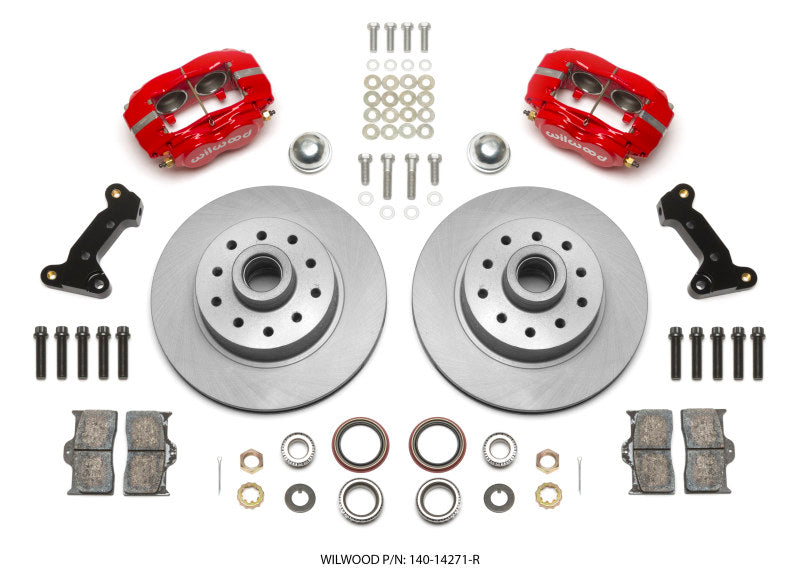 Wilwood Forged Dynalite Front Kit 11.03in 1 PC Rotor&Hub Red 74-80 Pinto Disc Spindle only 140-14271-R