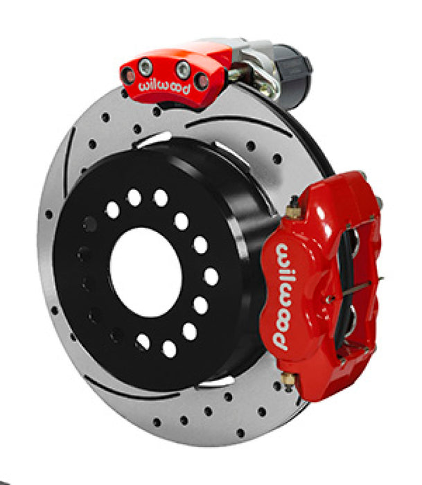 Wilwood Forged Dynalite Rear Electronic Parking Brake Kit Red Powder Coat Caliper SRP D/S Rotor 140-16164-DR