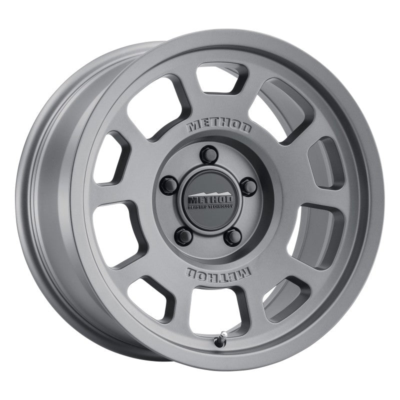 Method MR705 17x8.5 0mm Offset 5x5 71.5mm CB Titanium Wheel MR70578550800