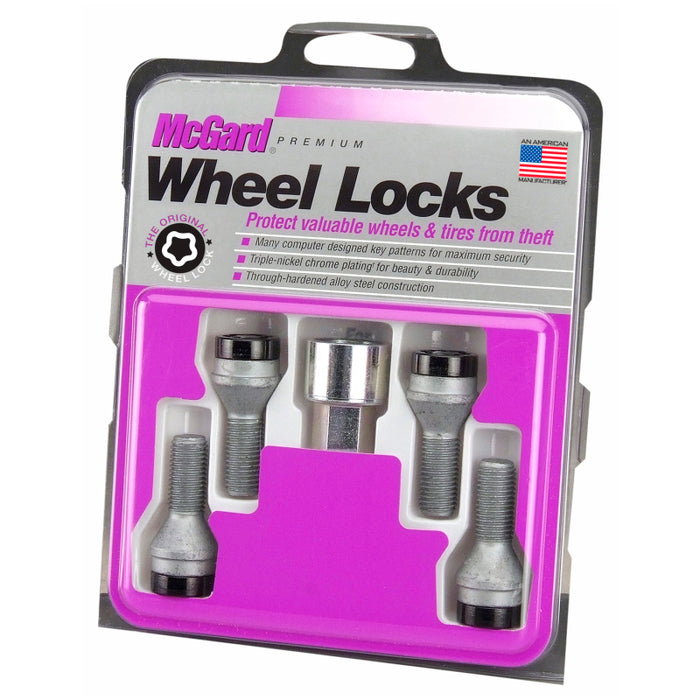 McGard Wheel Lock Bolt Set 4pk. (Cone Seat) M12X1.25 / 19mm Hex / 25.6mm Shank Length Black 27361