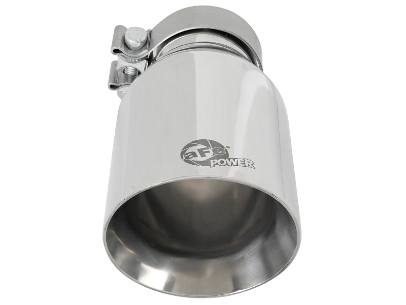 aFe MACH Force-Xp Univ 304 SS Double-Wall Clamp-On Exhaust Tip Polished 3in Inlet 4.5in Outlet 49T30454-P092