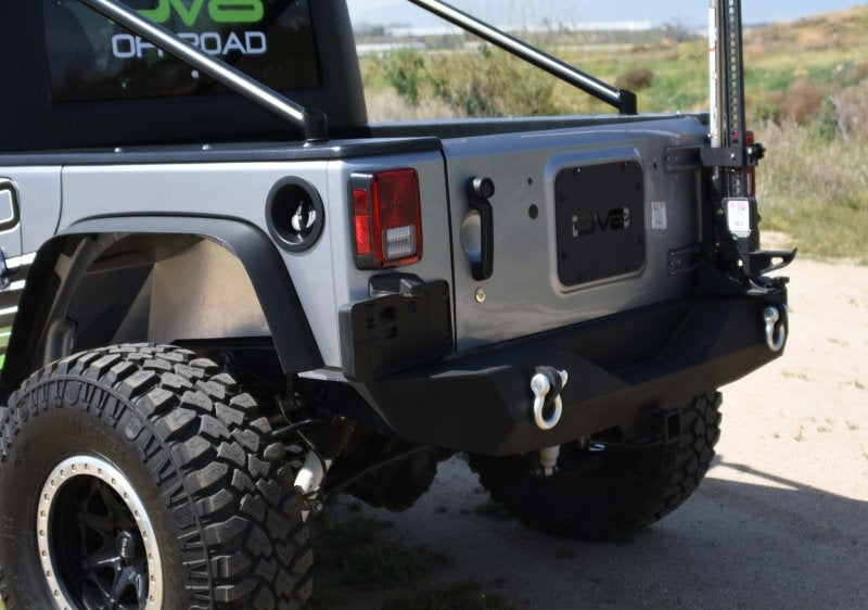 DV8 Offroad 07-18 compatible with Jeep Wrangler JK Steel Mid Length Rear Bumper RBSTTB-04