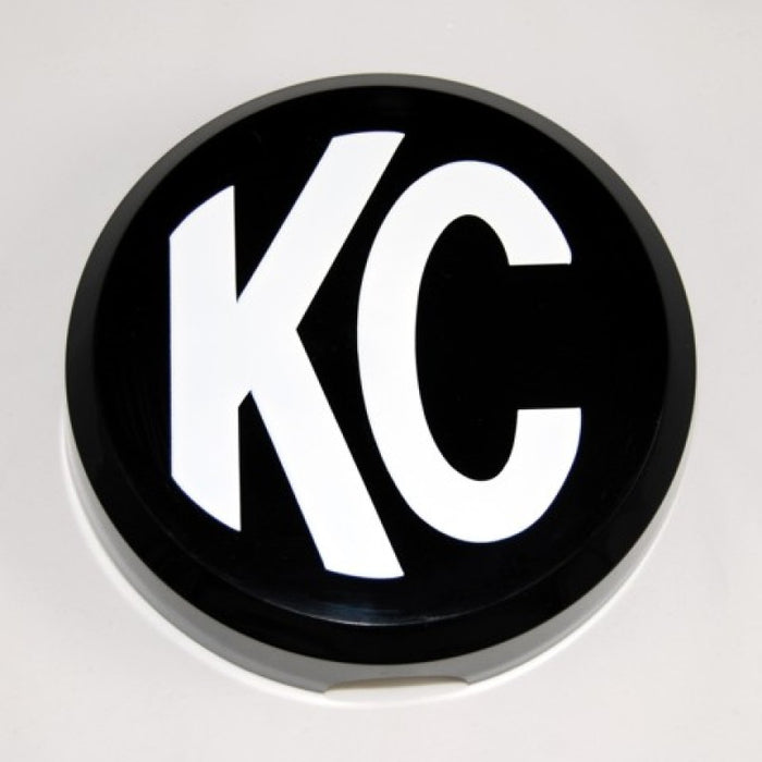 KC HiLiTES 6in. Round Hard Cover for Daylighter/SlimLite/Pro-Sport (Single) Black w/White KC Logo 5105