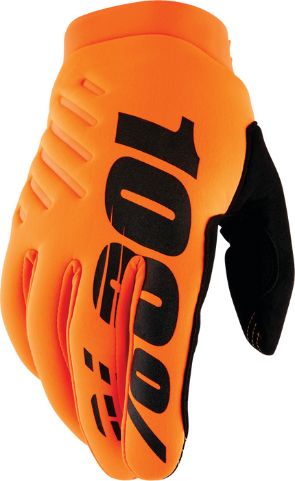 100% Brisker Youth Gloves Fluo Orange/Black Md 10004-00005