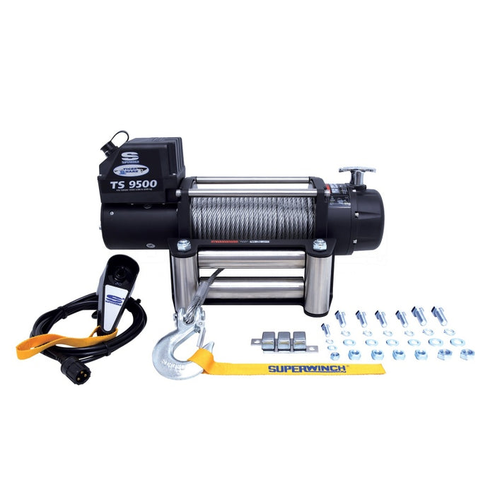 Superwinch 9500 LBS 12V DC 11/32in x 95ft Steel Rope Tiger Shark 9500 Winch 1595200