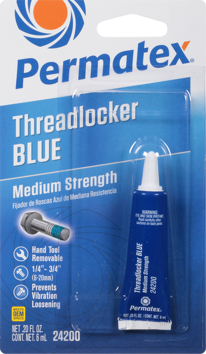 Permatex 24200 Medium Strength Threadlocker Blue, 6 ml