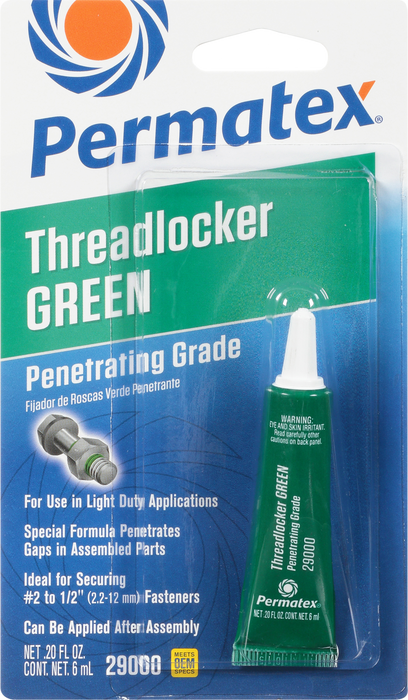 Permatex Penetrating Grade Threadlocker Green 6 Ml 29000