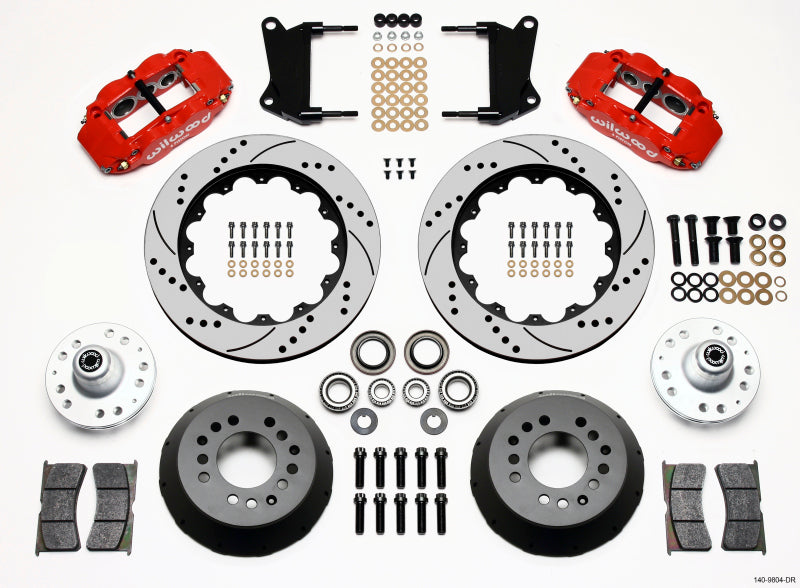 Wilwood Narrow Superlite 6R Front Hub Kit 14.00in Drill Red 67-69 Camaro 64-72 Nova Chevelle 140-9804-DR