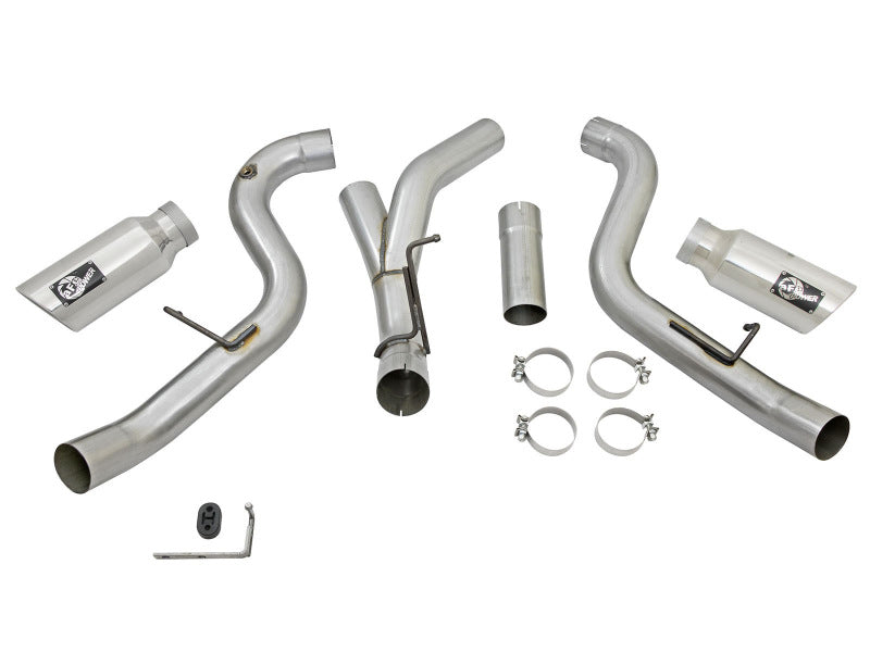 aFe Atlas Exhaust 4in Dual DPF-Back Al Steel w/ Pol Tips 16-17 GM Diesel Truck V8-6.6L (td) LML 49-04080-P