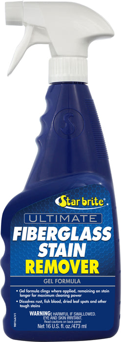 STAR BRITE Ultimate Fiberglass Stain Remover 16 OZ - Easy-to-Use Marine Grade Solution to Eliminate Tough Rust, Leaf & Waterline Stains for Boats and More - Maximum Cleaning Power Gel Spray (098916)