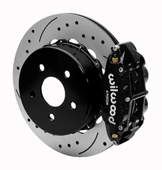 Wilwood 2020+ compatible with Jeep Gladiator Narrow Superlite 4R Rear Drill & Slot. Brake Kit 14.00in Black w/ Lines 140-16179-D