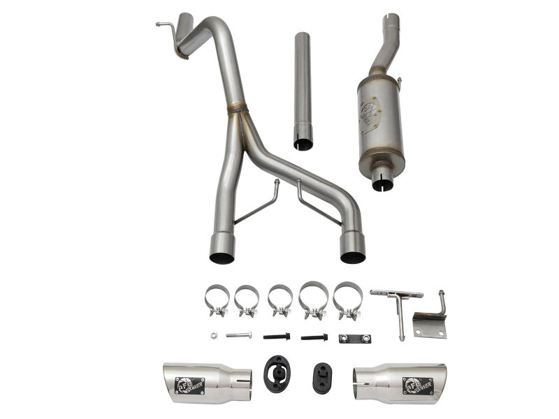 aFe Rebel Series CB 2.5in Dual Center Exit SS Exhaust w/ Polish Tip 07-15 compatible with Jeep Wrangler 3.6L/3.8L V6 49-48056-P