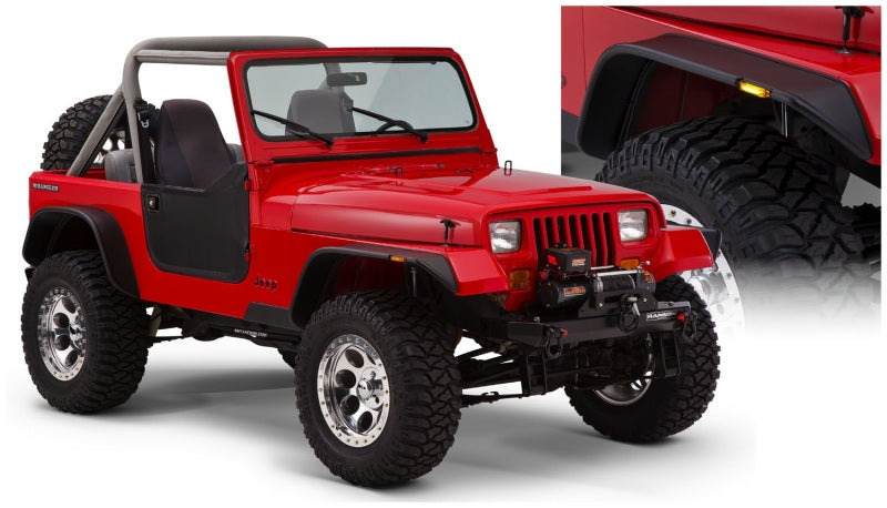 Bushwacker 2018+ compatible with Jeep Wrangler (JL) Unlimited Flat Style Flares 4pc Black 10923-07