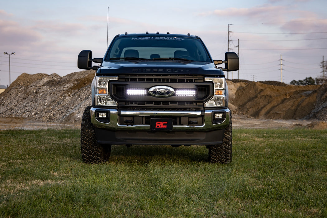 Rough Country Led Light Kit Grille Mount 10 Inch Black Slimline Ford F-250 Super Duty (20-23) 70898