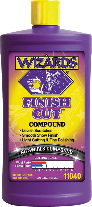 Wizards Finish Cut Compound - Levels Scratches and Brightens Dull Finishes with Smooth Show Finish - Non-Greasy and Water Based with Easy Clean-Up - Marine Compound and Finishing Material - 32 oz