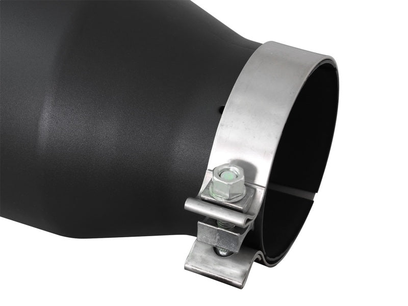 aFe Power MACH Force-Xp 4in In x 6in Out x 15in L Driver Side Clamp-On 4in 409 SS Exhaust Tip-Black 49T40601-B15