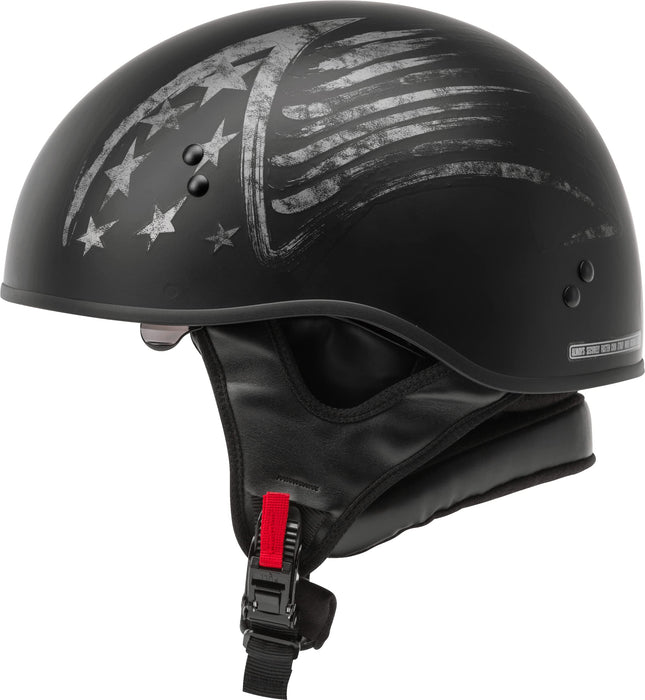 GMAX HH-65 Naked Motorcycle Street Half Helmet (Bravery Matte Black/Grey, Medium)