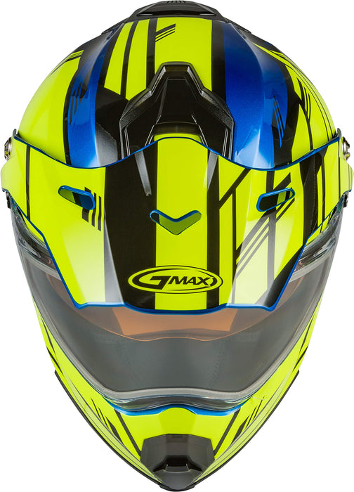 GMAX AT-21S Adventure Dual Lens Shield Snow Helmet (Blue/Hi-Vis/Black, X-Large)