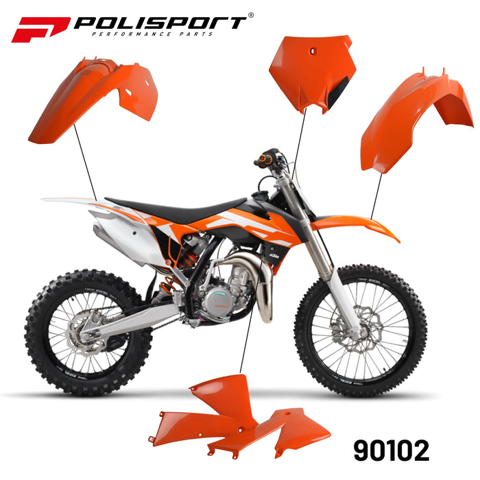 Polisport Full Plastic Kit for KTM SX (2003-2004); KTM EXC/EXC-F (2004) OEM Quality Restyling Kit with Superior Fit, Flexibility, and Durability (Orange)