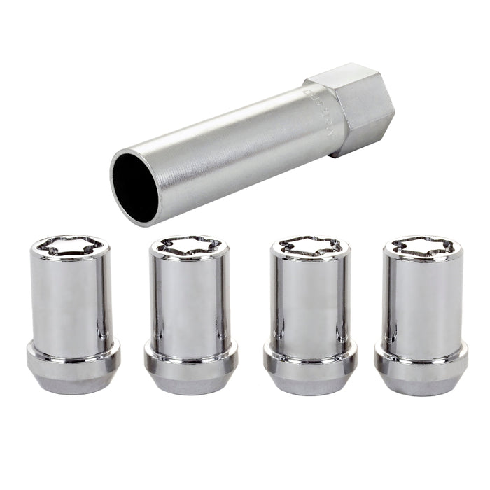 McGard Wheel Lock Nut Set 4pk. (Tuner / Cone Seat) M12X1.25 / 13/16 Hex / 1.24in. Length Chrome 25254