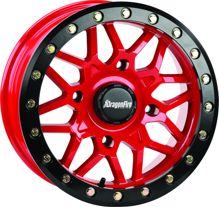 DragonFire Racing Typhon Wheel 15X7 4/156 5+2 +10 Machined Red 523205