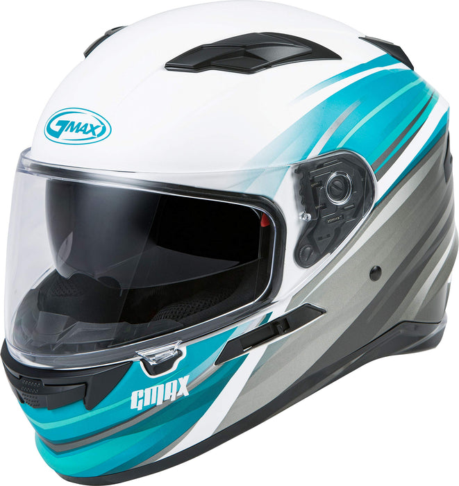 FF-98 Full-FACE Osmosis, Full-Face Motorcycle Helmet, DOT- and ECE- Approved for Street Riding and More (Matte White/Teal/Grey, Large)