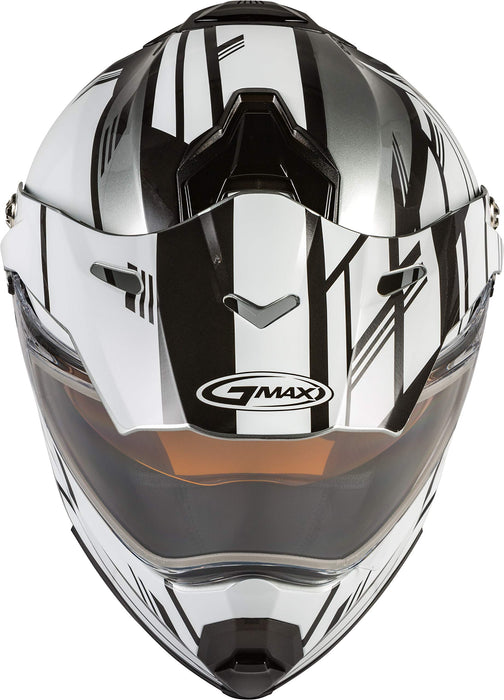 Gmax AT-21S Adventure Epic Adult Snowmobile Helmet - Silver/White/Black/X-Small