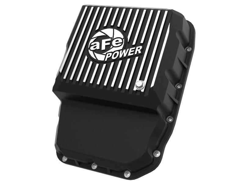 aFe Transmission Pan (Black w/ Machined Fins) 13-19 Compatible with Dodge Diesel Trucks L6-6.7L (td) 46-71160B