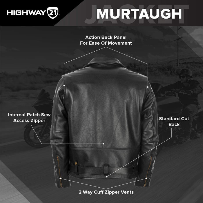 Highway 21 Men's Motorcycle Murtaugh Jacket (Black, Large)