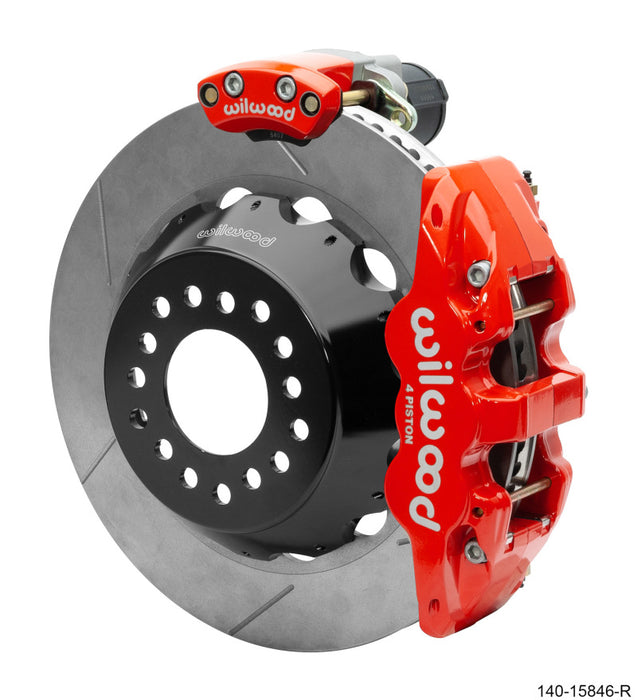 Wilwood Narrow Superlite 4R Rear P-Brk Kit AERO4 14in Rotor Big Ford New Style 2.5in Off Red 140-15846-R