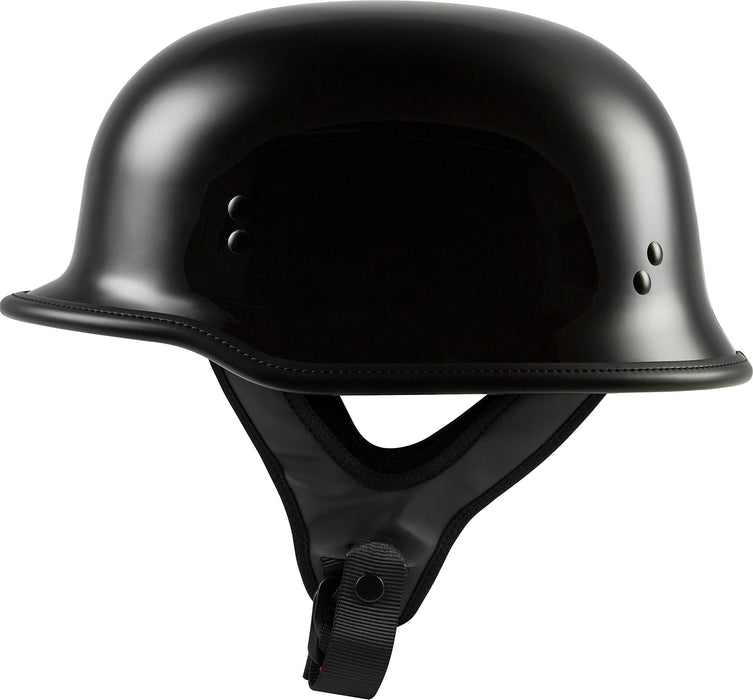 Highway 21 Motorcycle 9mm Half Helmet (German Style) (Matte Black, 4X-Large)