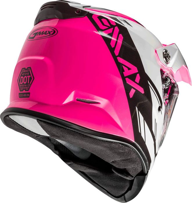 GMAX AT-21S Adventure Dual Lens Shield Snow Helmet (Pink/White/Black, X-Small)