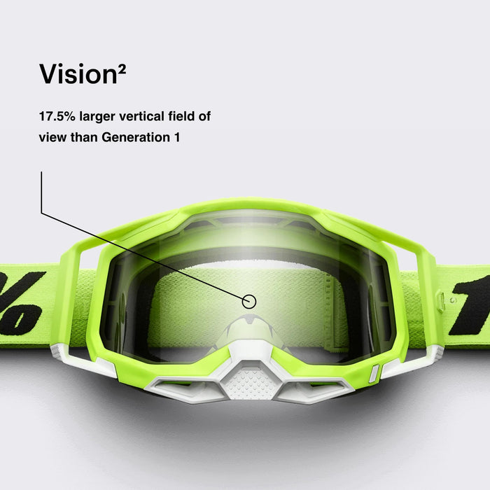 100% Strata 2 Motocross & Mountain Bike Goggles - MX and MTB Racing Protective Eyewear (Black - Mirror Silver Lens)