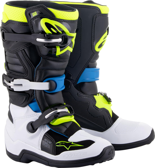 Alpinestars Men's Mx Offroad Motorcycle Boots, Black/Enamel Blue/Fluo Yellow, 4