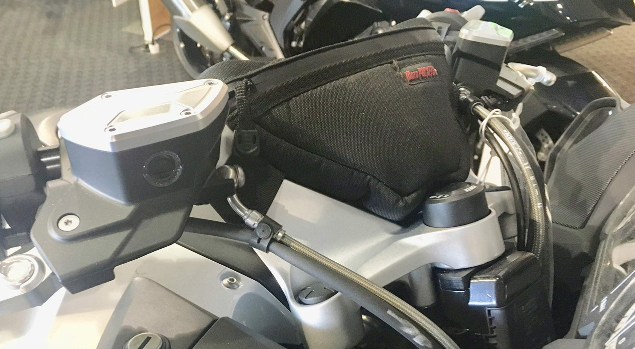 BMW Motorcycle Handlebar Bag for R 1200 RT /K1600 Models, 1000 Denier Nylon with Silicone Lining. Double Lockable Zipper Pulls, Made In The USA