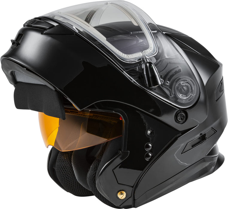 GMAX MD-01S, DOT Approved Modular Helmet, Electric Dual Lens Shield for Snow & Motor Sports, (BLACK, Small)