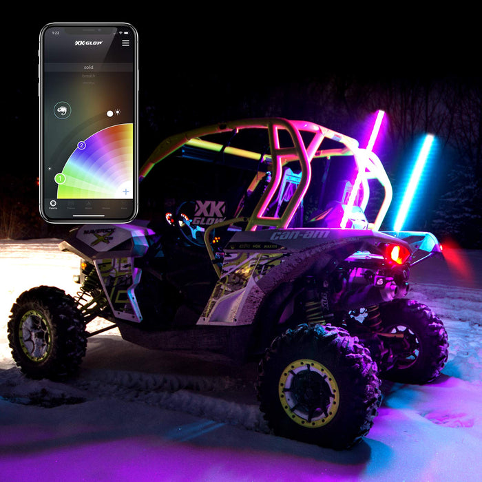 XKGLOW 2x32in RGB Whip Xkchrome App Controlled Kit