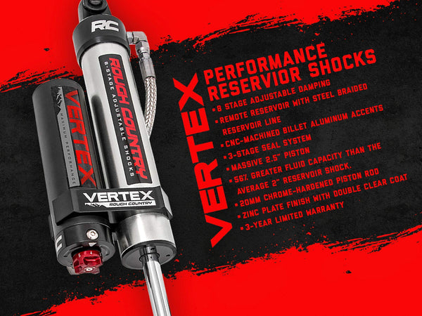 Rough Country Vertex 2.5 Adj Rear Shocks 1-3" Fits Jeep Wrangler Jk (2007-2018) 699009
