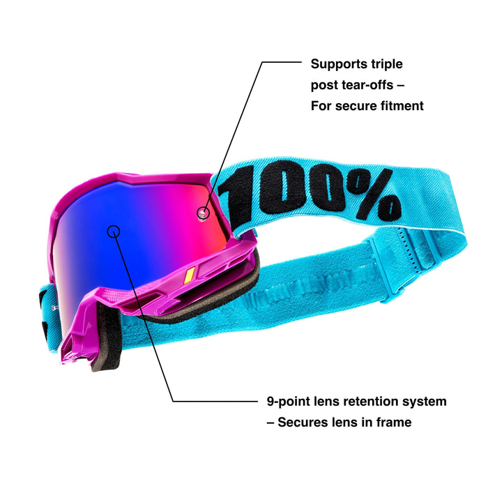 100% Accuri 2 Motocross & Mountain Biking Adult Goggles (Neon/Orange - Clear Lens)