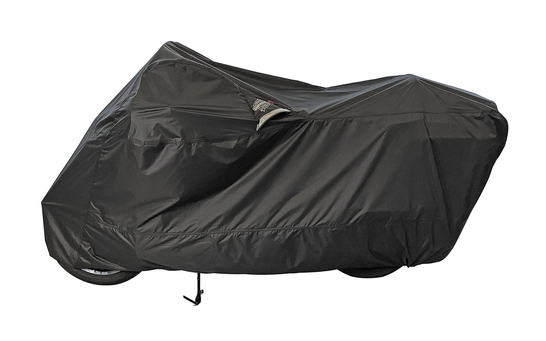 Dowco WeatherAll Plus Motorcycle Cover, Ratchet Attachment, Black Waterproof, Medium [52002-02]